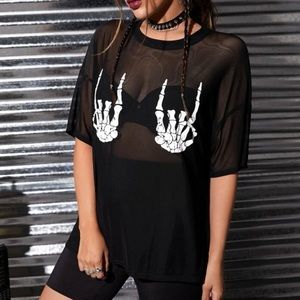Skeleton print Mesh Top